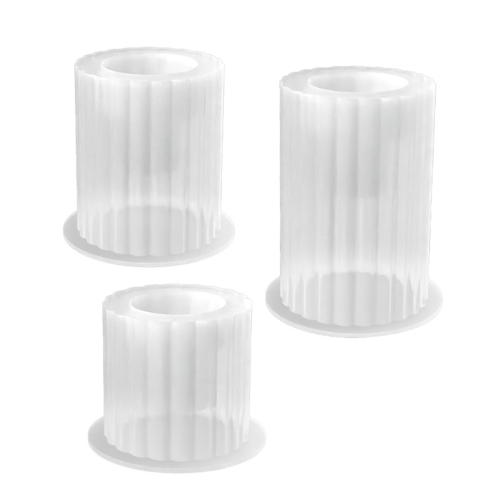 Conjunto de 3 Moldes de Silicone para Castiçal com Listras Cilíndricas e Resina