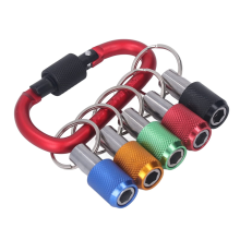 Suporte para bits de 1/4", suporte magnético para soquetes com mosquetão metálico, revestimento vermelho.