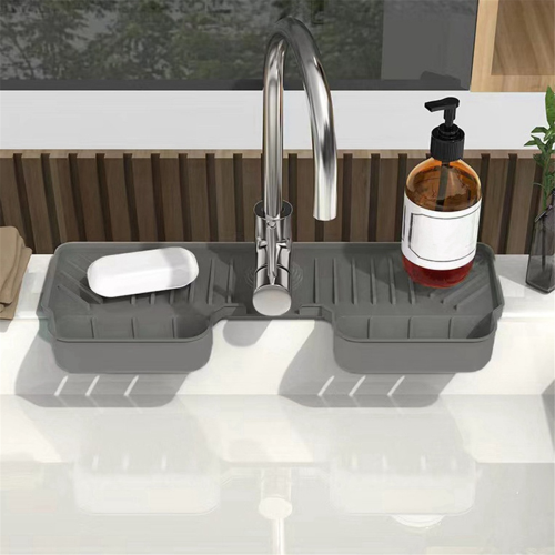 Kitchen Faucet Absorbent Mat Sink Splash Guard Silicone Black 2