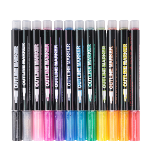 Shimmer Markers Doodle Outline Dazzles: 12 Colors Glitter Pens Set 2