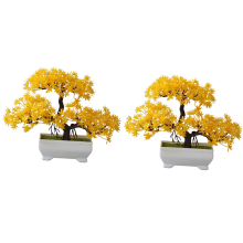 2 szt. sztuczne drzewko bonsai w plastikowej doniczce, żółte