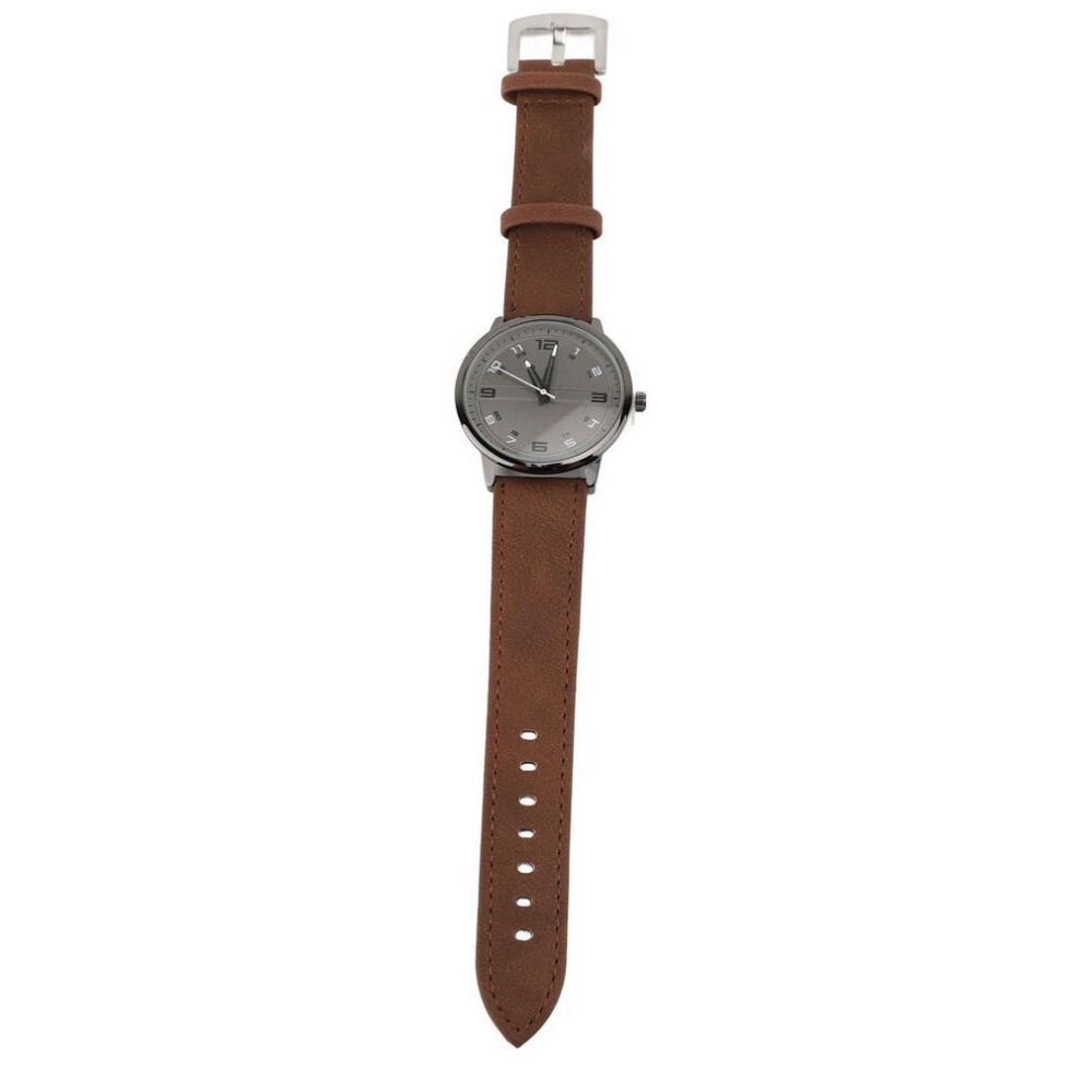 (coffee) Men Watch Casual Analog Quartz Date Minimalist Fashion Watch With Pu Leather Strap For Office