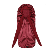 Gorro de dormir para mujer, con cola larga y trenza, color vino tinto