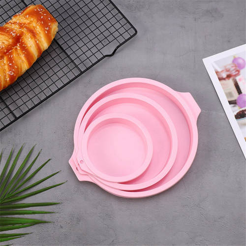 4Pcs Cake Pan Round Cake Layer Set Silicone Bakeware Mold,Blue,4Inch 1