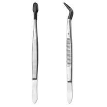 2 stuks pincetten met rubberen punten, pincet recht, plat en gebogen punt