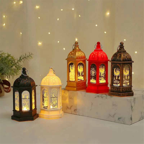 Eid Mubarak Lantern Ornaments Ramadan Lantern Nightlight Lighting,A 1