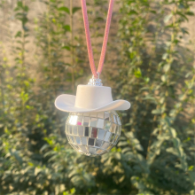 Kapelusz kowbojski Disco Ball, akcesoria samochodowe, akcesoria do wnętrza samochodu – różowy