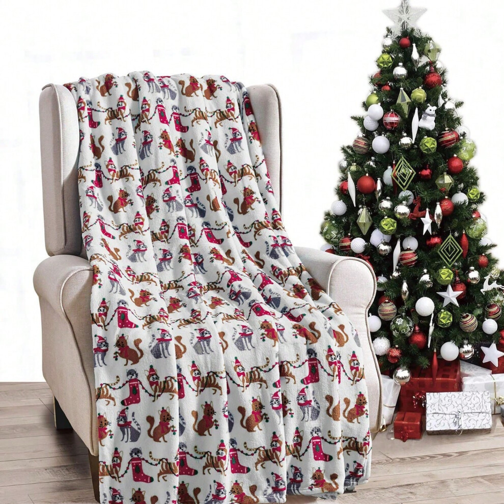 (8, 264x228cm) Burgundy Reindeer Christmas Blanket Sofa Flannel Throw Blanket-image-OPC-PJ6KZW8-NEW