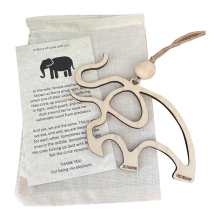 Houten vriendschapsolifant ornament, met verhaalkaart, cadeau voor vriend