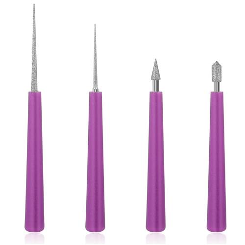 Alesatore per perline con punta diamantata da 4 pezzi per perline di vetro, plastica, metallo e legno