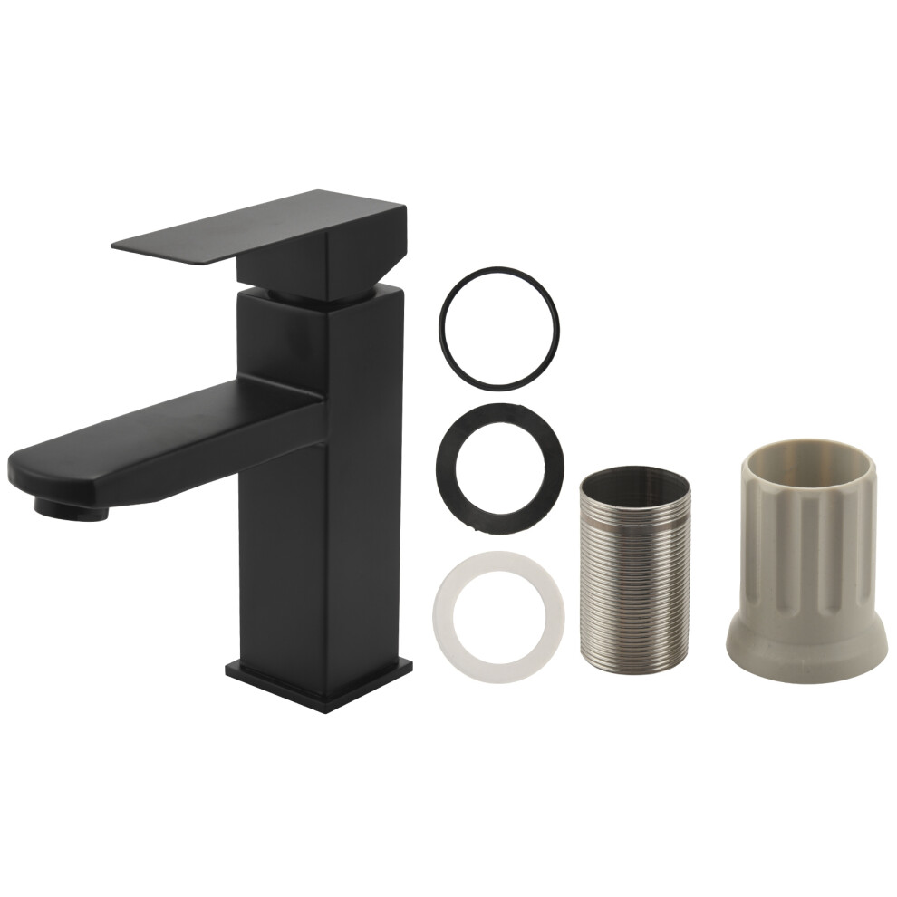 Waschbeckenarmatur, Warm- Und Kaltwasser-Waschbeckenarmatur, Mattschwarz-image