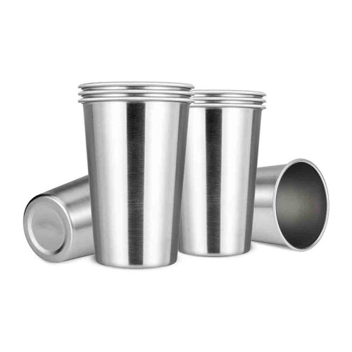 Premium Stainless Steel Cups 16 Oz Pint Cup (8 Pack) - Stackable Durable Cup