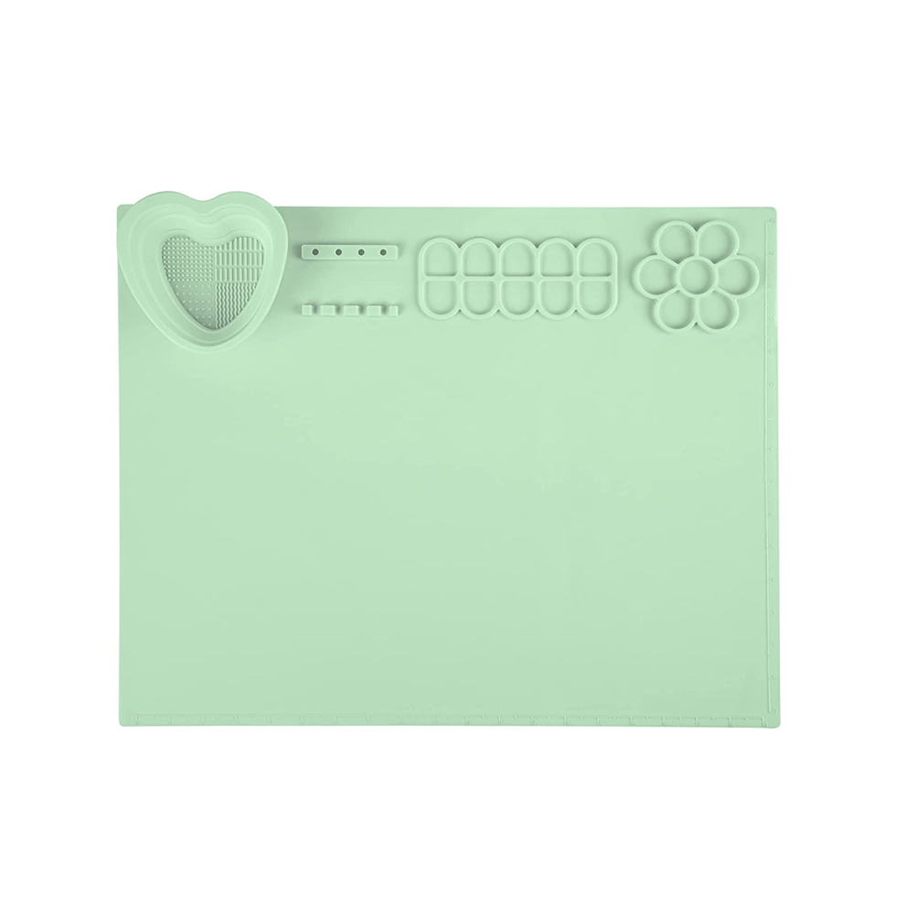 Silikon-Kunstmatte, 20 X 16 Zoll Silikon-Bastelmatte FüR Harzguss, Silikon-Malmatte Mit Tasse Zum Zeichnen, GrüN-image