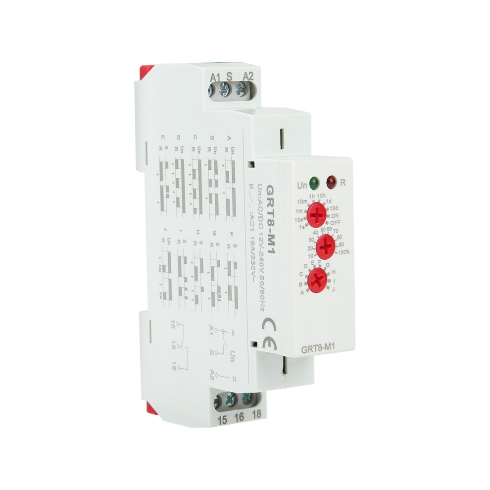 GRT8-M1 Delay Time Relay Multifunctional Timer AC DC Contactor Isolator with 10 Functions DIN Rail Mount AC/DC 12V-240V-image-OPC-PJ6M6XR-NEW