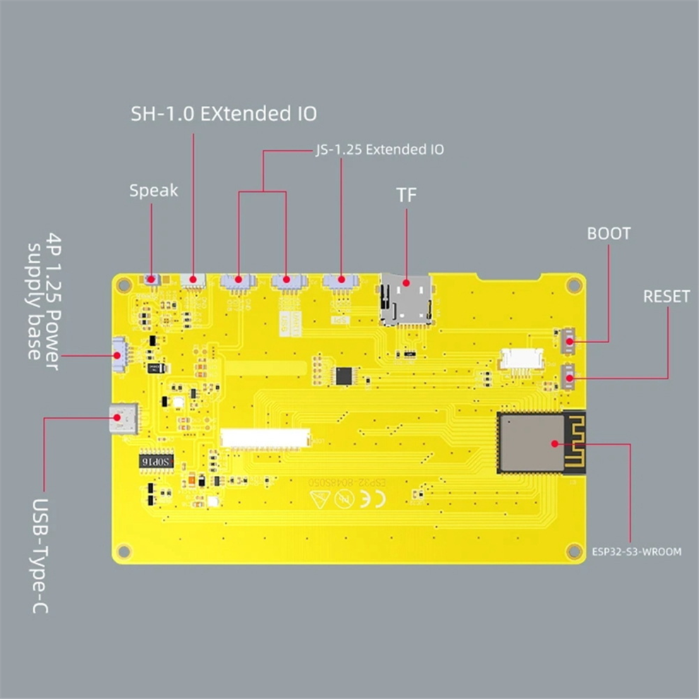ESP32-S3 7 Zoll 800 X 480 Tn Rgb Lcd Tft Hmi 8M Psram 16M Flash Smart Display Mcu Wifi Bluetooth-Modul (Mit Touch)-image