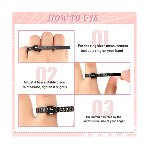100 Pack Reusable Finger Size Gauge Measure Ring Sizer Plastic US Ring Measurement Tool White and Black 2