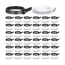 100 Pack Reusable Finger Size Gauge Measure Ring Sizer Plastic US Ring Measurement Tool White and Black