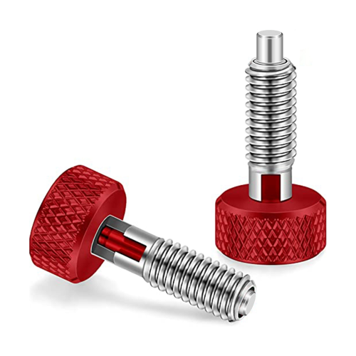 2 Packs Red Hand Retractable Spring Plunger with Knurled Handle M6 Type for Rolling Toolbox