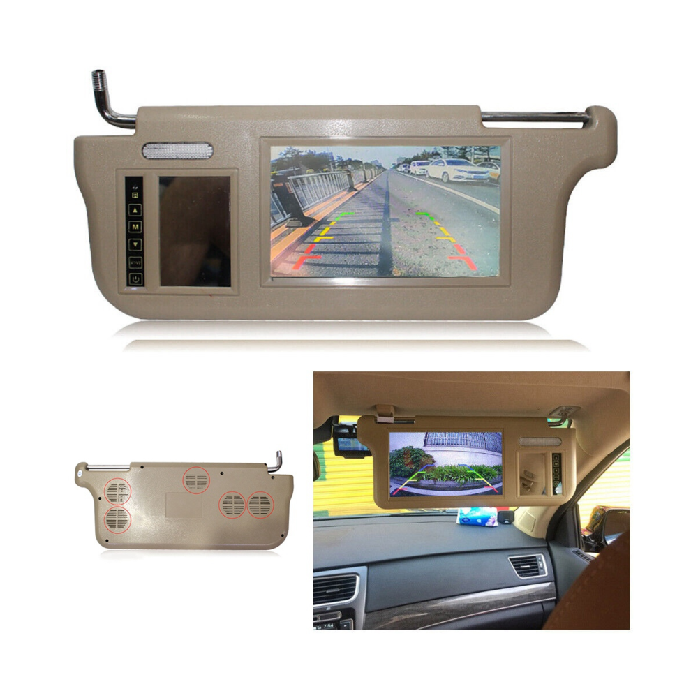 7Inch Car Left Sun Visor Rear View Mirror Screen Lcd Monitor 2 Channel Video Beige 4852847351090