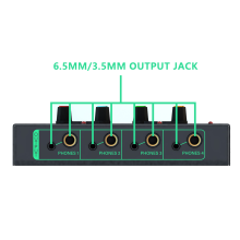 6-Kanal-Stereo-Kopfhörerverstärker, tragbarer Mini-Kopfhörer-Splitter, geräuscharmer Audiomixer für Aufnahmestudios, Grün