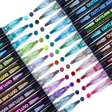 Schimmernde Marker, Doodle Outline Dazzles: 24 Farben, metallisches Doppellinien-Glitzerstift-Set, Super Squiggles Sparkle Dazzlers