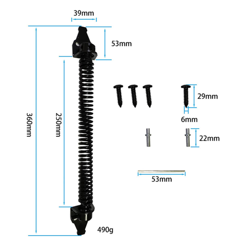 Cierrapuertas automático con resorte de tensión, ajustable, con 4 tornillos 1