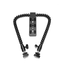 Nuevo soporte de montaje de flash de zapata de doble brazo flexible para accesorios de cámara de fotografía macro