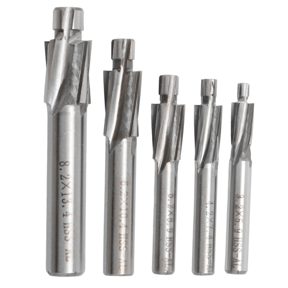 5Pcs Hss Counterbore End Mill M3-M8 Pilot Slotting Tool Milling Cutter Countersink End Mills 4852847363826