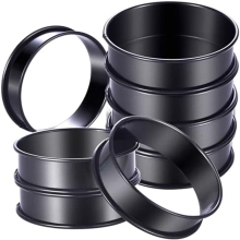 8er-Pack Crumpet-Ringe, antihaftbeschichtete englische Muffin-Ringe, 10,2 cm – doppelt gerollte Törtchenringe aus Edelstahl zum Backen