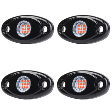 Kit de 4 luces LED de roca impermeables con brillo inferior, luces LED de neón para camiones, vehículos todoterreno y barcos (rojo)
