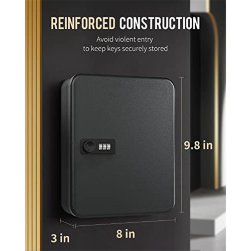 Key Cabinet with Combination Lock Wall-Mounted Key Storage Box with Resettable Combination Black Digital Security Box 1