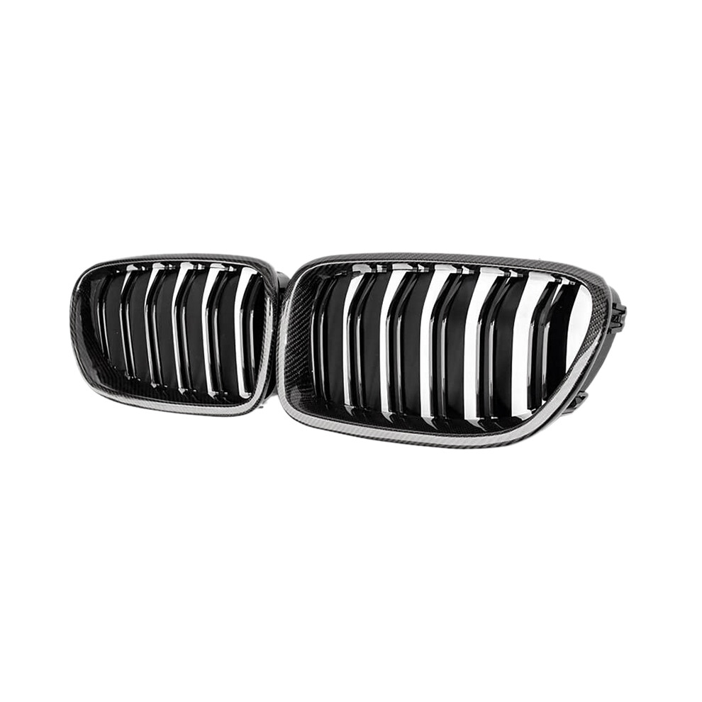 Car Carbon Fiber Glossy Double Slats Front Kidney Grille Grill For 5 Series F10 F11 M5 2010-2016 4852847366902