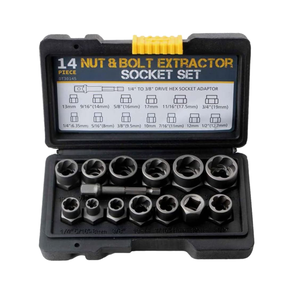 14Pcs Impact Bolt & Nut Remover Set, Stripped Lug Nut Remover with Hex Adapter Extraction Socket Set-image-OPC-PJ6MBDN-NEW