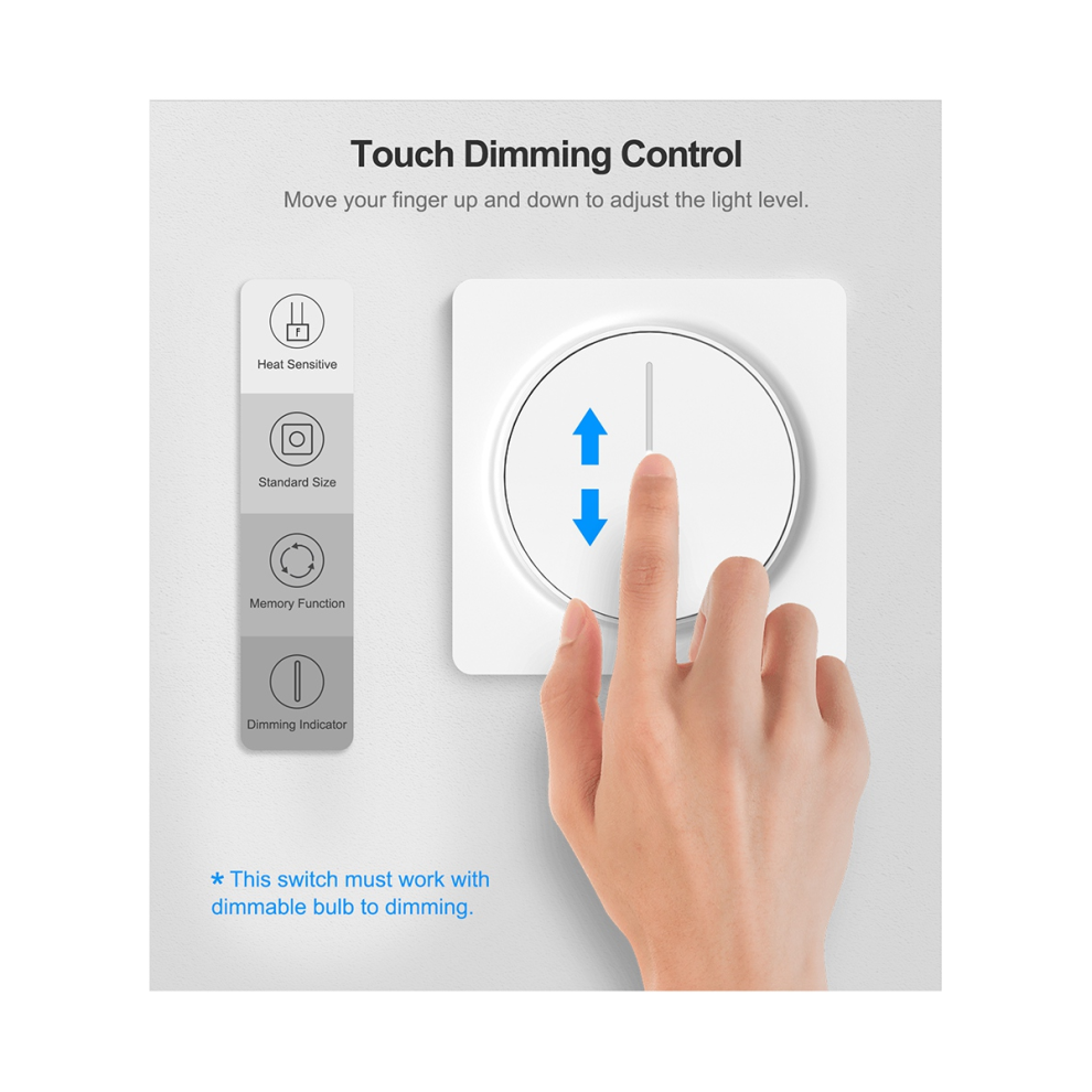 Tuya Smart Wifi Dimmer Light Switch,Touch Dimming Panel Wall Switch 100-240V,Works For Alexa Google Home 4852847369927