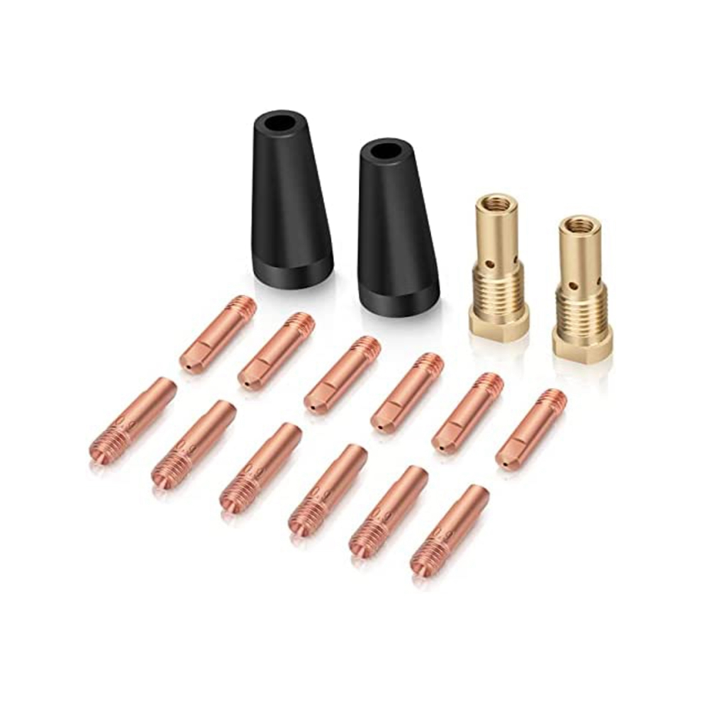 16PCS Flux Core Gasless Nozzle Tips Kit K3493-1, 0.035inch Contact Tips & Gas Diffusers with Century FC90/80GL Titanium-image-OPC-PJ6MBG8-NEW