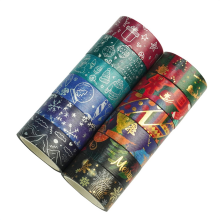Zestaw 12 rolek taśmy washi w świątecznym stylu, zimowa ozdoba do prac artystycznych, rękodzieła, dzienników, planerów i pakowania