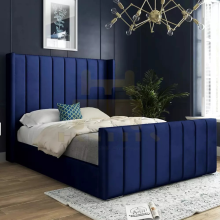 (Grey(with Mattress), 6ft Super King(without Gaslift)) Wingback Bed Frame Plush 54in Headboard Mattress