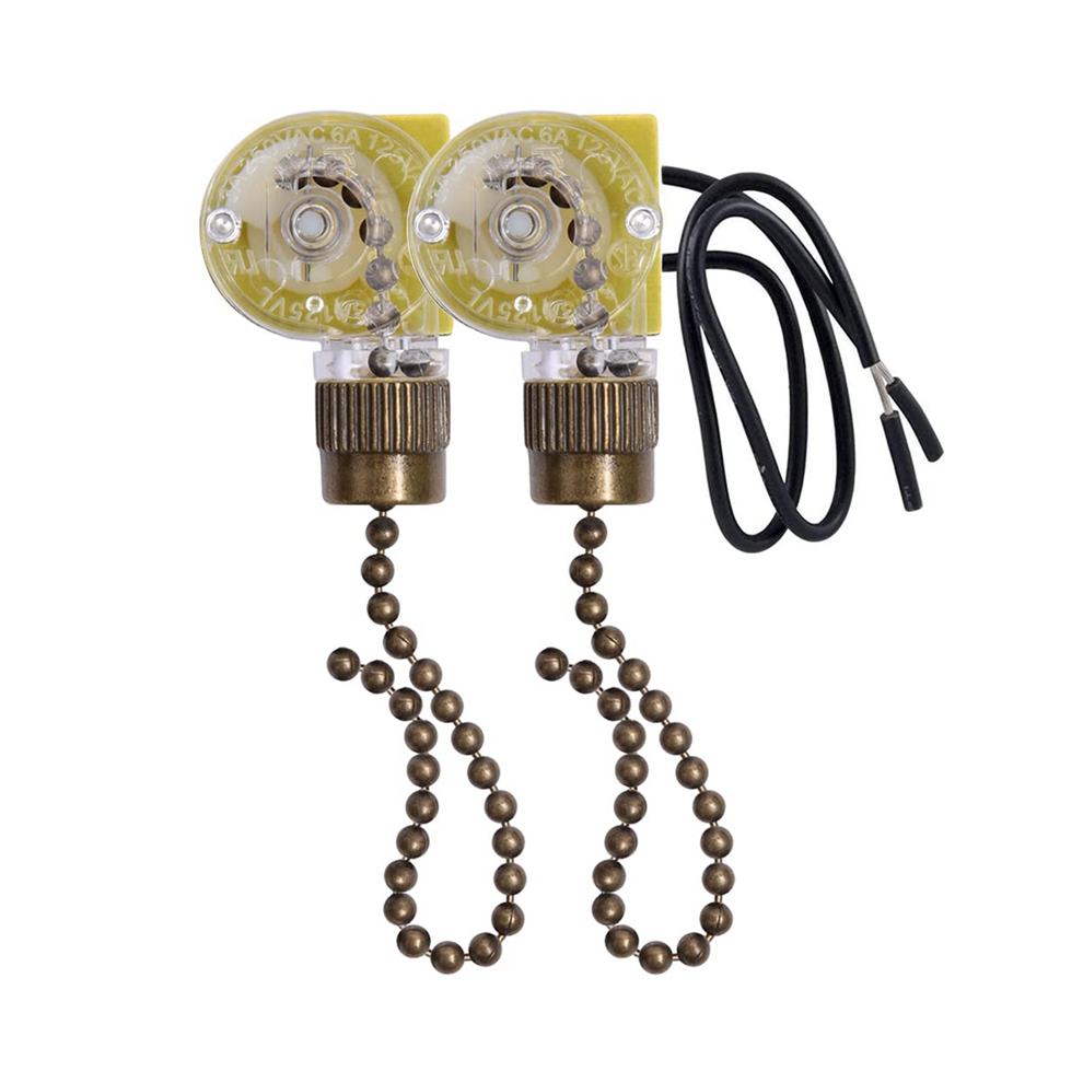 Ceiling Fan Light Switch Ze-109 Two-Wire Light Switch With Pull Cords For Ceiling Light Fans Lamps 2Pcs Bronze 4852847378271