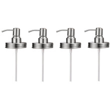 Conjunto de 4 tampas de dispensador de sabão com bomba para pote, tampas de dispensador de loção para pote de boca normal de 16 oz, prata