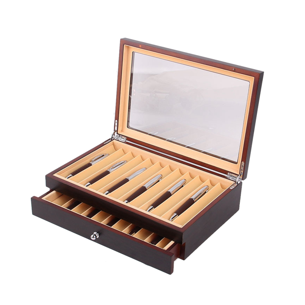 23 Slots Wooden Pen Storage Case Luxury 2 Layer Pen Display Organizer Transparent Window Fountain Pen-Collector Box 1 4852847383688