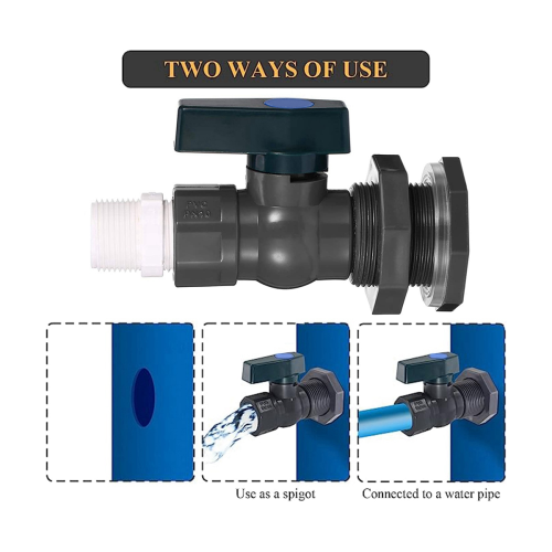 PVC-Regeneimer-Wasserhahn-Set, 3/4 Zoll PVC-Kugelhahn, Eimer-Wassertank-Teicheimer-Wasserhahn-Set 2