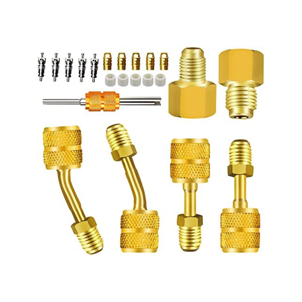 R410a Adapter For Mini Split System Air Conditioner Hvac 5/16Inch Female To 1/4Inch Male Flare,Valve Core Remover 4852847380342