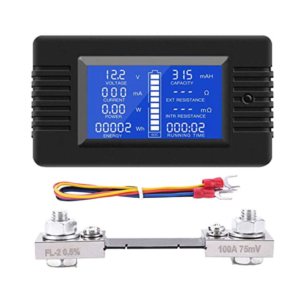 Dc Battery Monitor Power Meter Ammeter Digital Dc 0-200V Shunt 100A Multimeter, Meter Voltmeter Capacity Tester 4852847380557