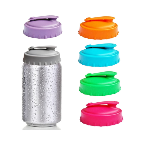 6 Pack Reusable Silicone Can Protector Lid or Covers with Resealable Nozzle for Standard Soda/Beverage/Beer Cans 2