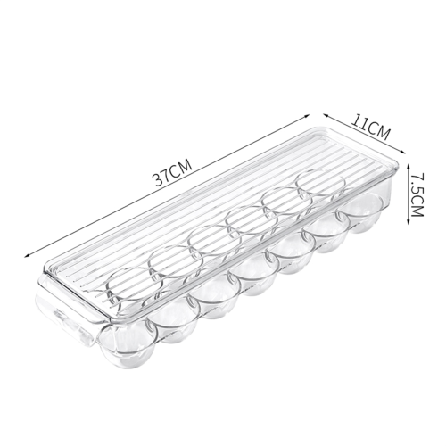 Clear Plastic Egg Holder - 14 Egg Tray Holder - Free Fridge Organizer with Lid, Refrigerator Storage Container 2