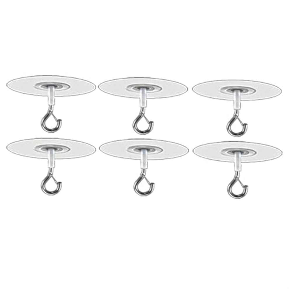 6Pcs Adhesive Ceiling Hooks For Popcorn Concrete Textured Ceiling Wall Surface, No Drilling Self Adhesive Ceiling Hooks 4852847382452