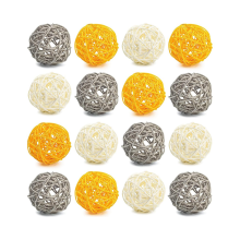 Decorative Balls for Bowl Centerpiece,16PCS Rattan Balls 2.8 Inch Yellow Wicker Balls Decorative Orbs Spheres