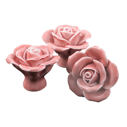 10 Pcs Ceramic Vintage Floral Rose Flower Door Knobs Handle Drawer Kitchen + Screws (Pink) 1