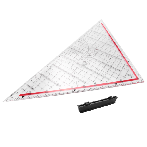 Régua Triangular de Desenho de 30 cm Multifuncional com Alça, Transferidor e Régua de Medição para Papelaria 2