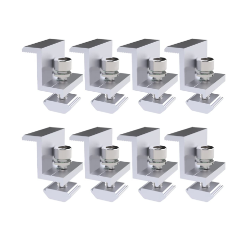 Pack of 8 Solar Module Brackets, Solar Panel Holder, End Clamp, Adjustable, Fixing Solar Module Holder (35 mm)